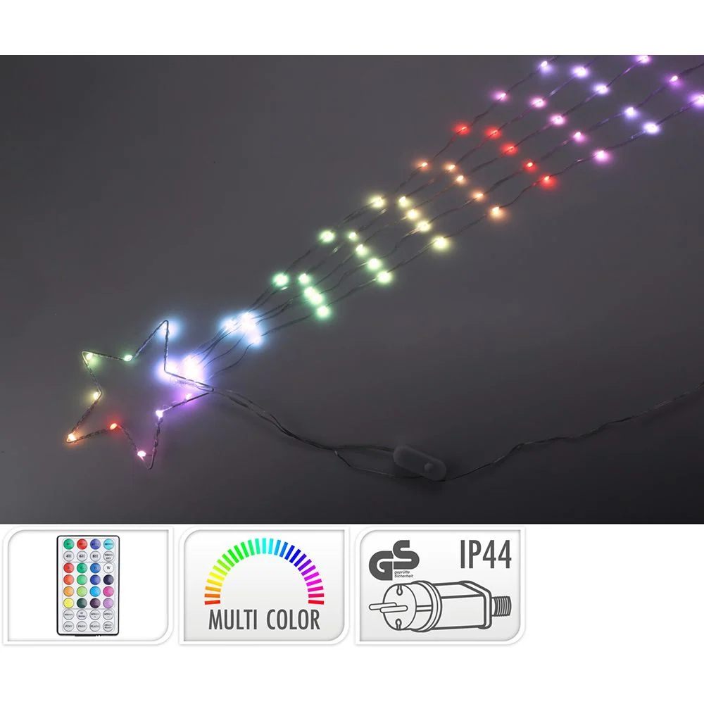ADORNO LED ESTRELLA FUGAZ, RGB, 85 LEDS, 220V, MANDO DISTANCIA. BASICS