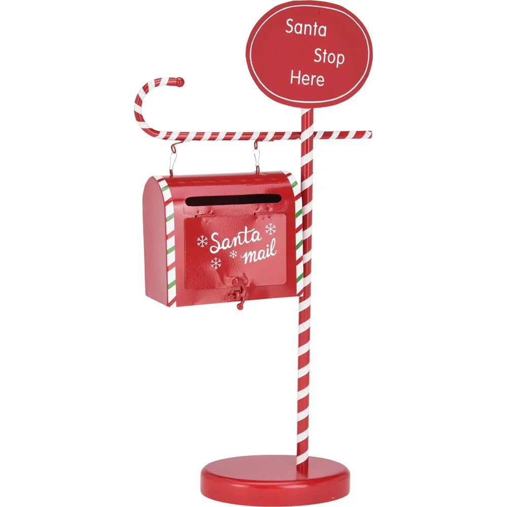 BUZON DECORATIVO NAVIDAD, METAL, ROJO, 51cm. BASICS