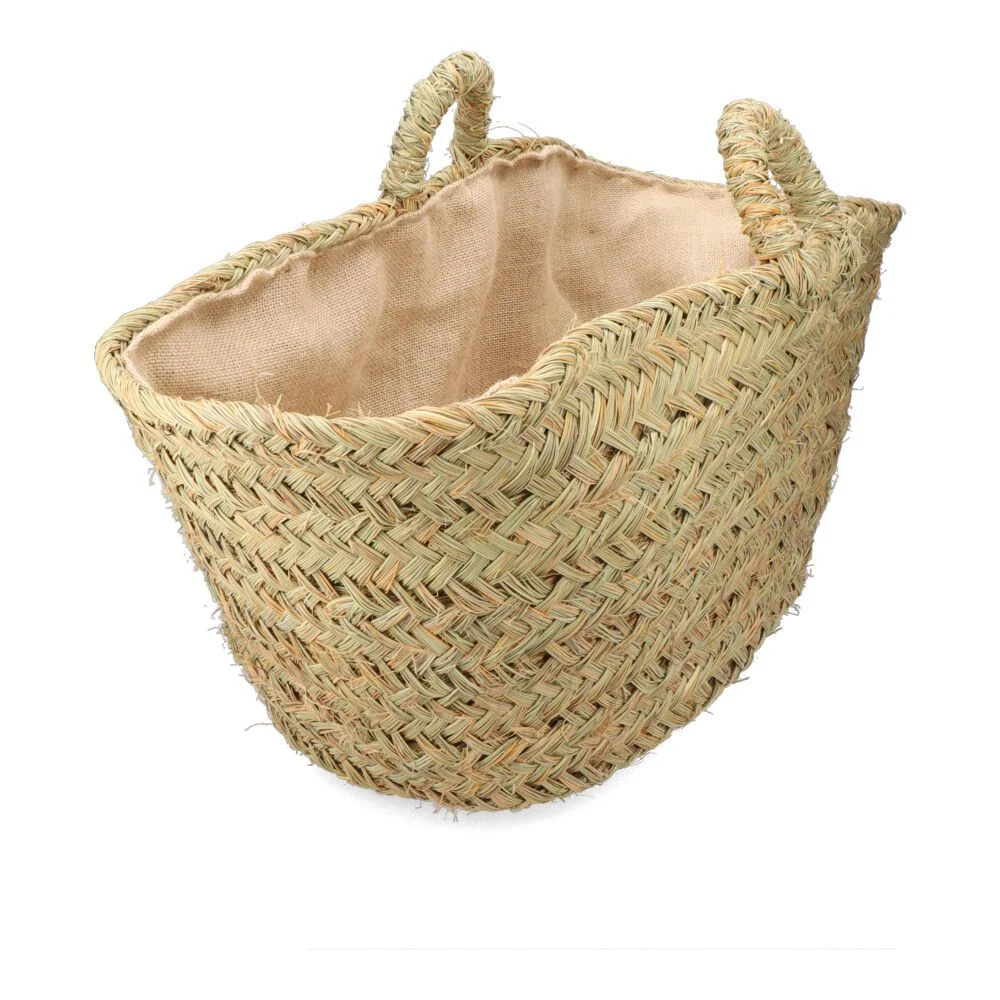 CESTA OVAL FORRADA PARA LEÑERO DE ESPARTO, 60 x 35 x 45 cm BASICS