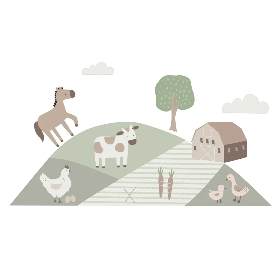 Calcomanías/pegatinas de pared "Amigos de la Granja" de Bedtime Originals - Caballo/Vaca/Granero