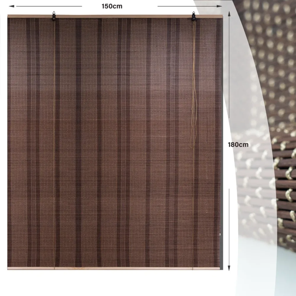 Cortina Bambú Fino Persiana Roller Enrollable 150x180cm Cafe Beiti