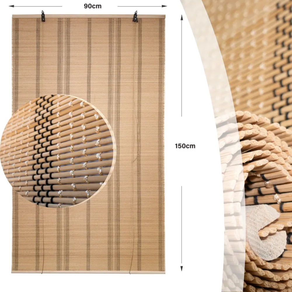 Cortina De Bambú Fino Persiana Roller Enrollable 90x150cm Beiti