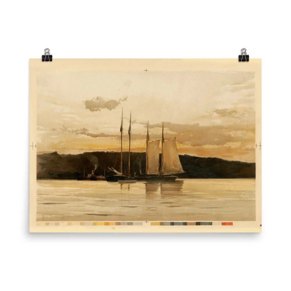 Barcos en la puesta de sol - Póster Boston Public Library