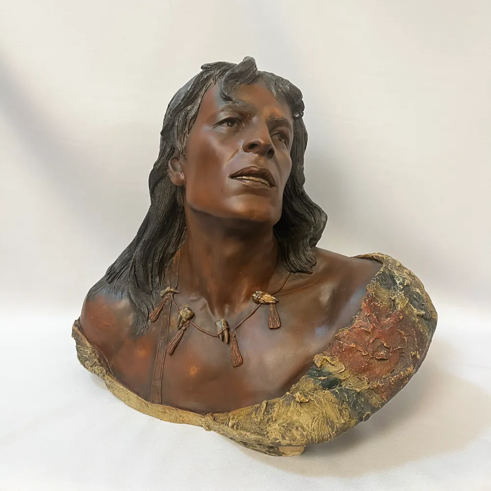 Busto Friedrich Goldscheider 'Indígena Americano' de Terracota Bucarest Art & Antiques