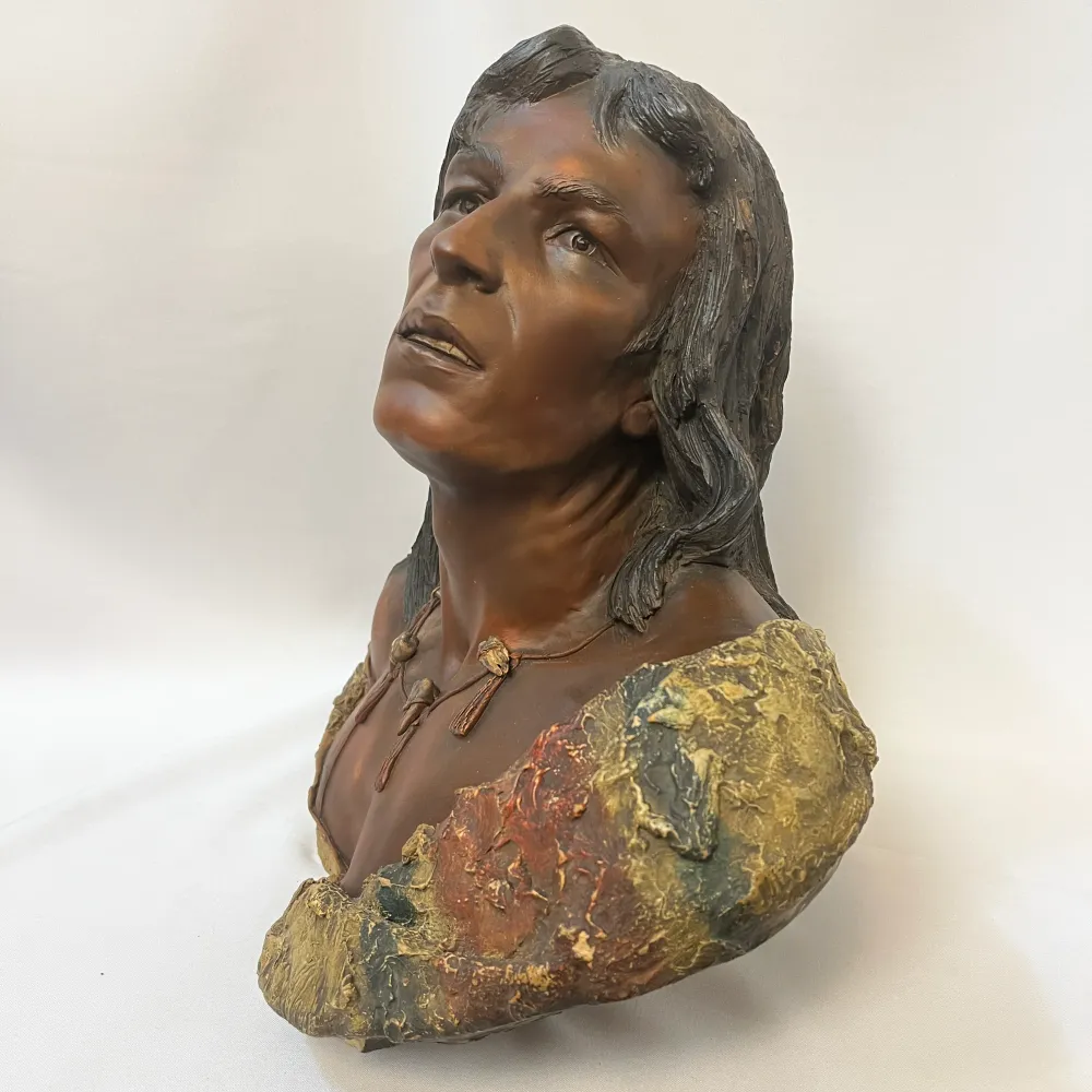 Busto Friedrich Goldscheider 'Indígena Americano' de Terracota Bucarest Art & Antiques