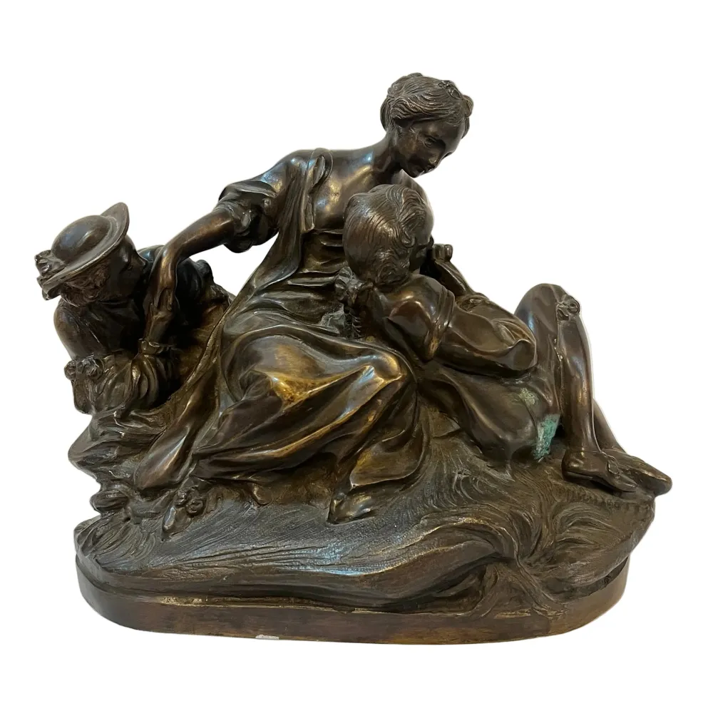 Figura en bronce francesa “Escena galante” firmada Etienne-Maurice Falconet s. XVIII Bucarest Art & Antiques