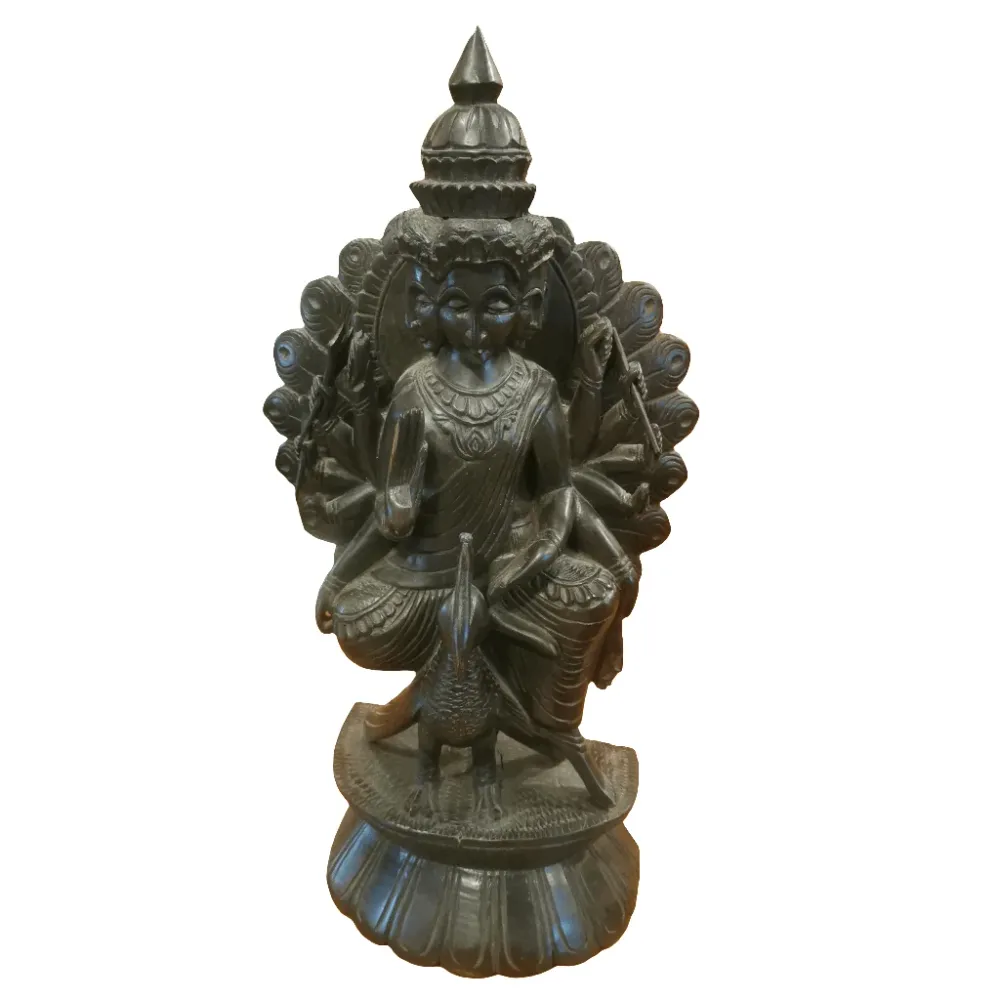 Figura hindú de Bois de fer (madera de fierro) del Dios Kartikeya Bucarest Art & Antiques