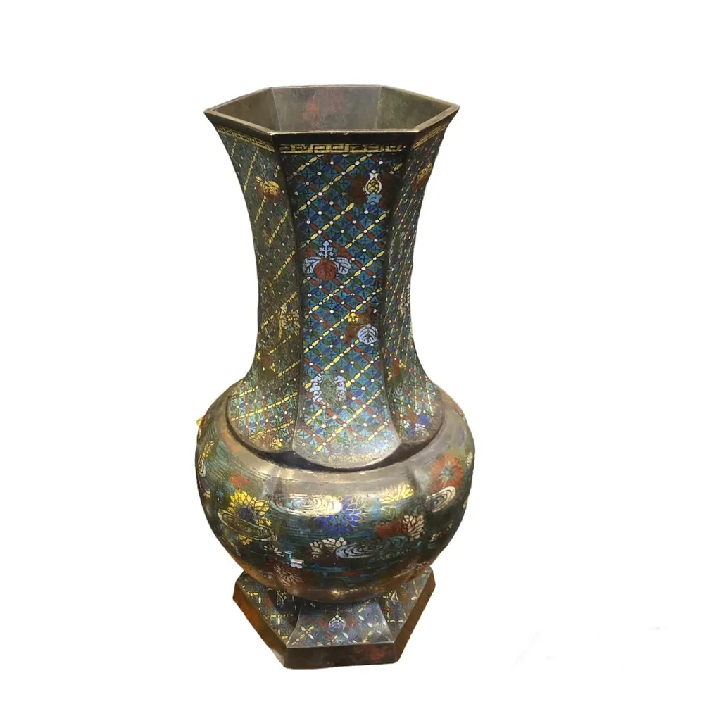 Jarrón hexágono cloissoné Bucarest Art & Antiques