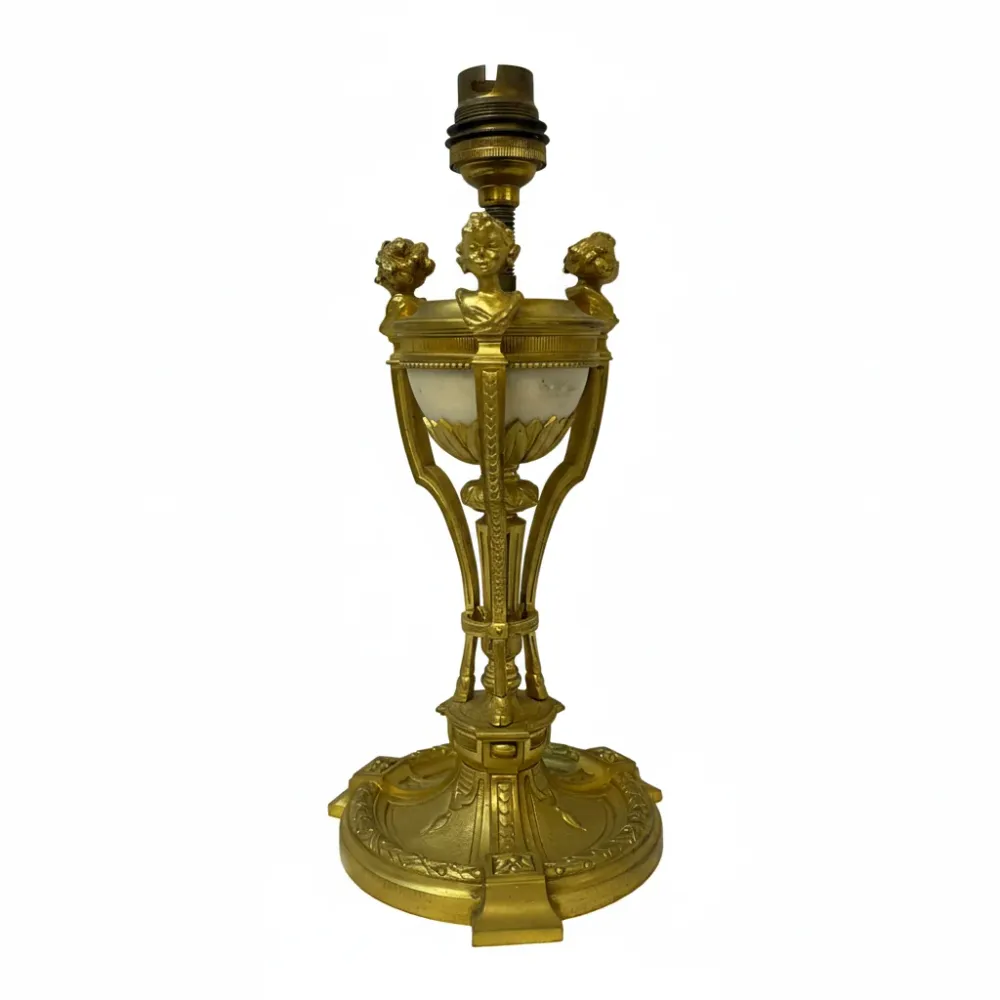 Lampara francesa de bronce y mármol mediados s.xx Bucarest Art & Antiques