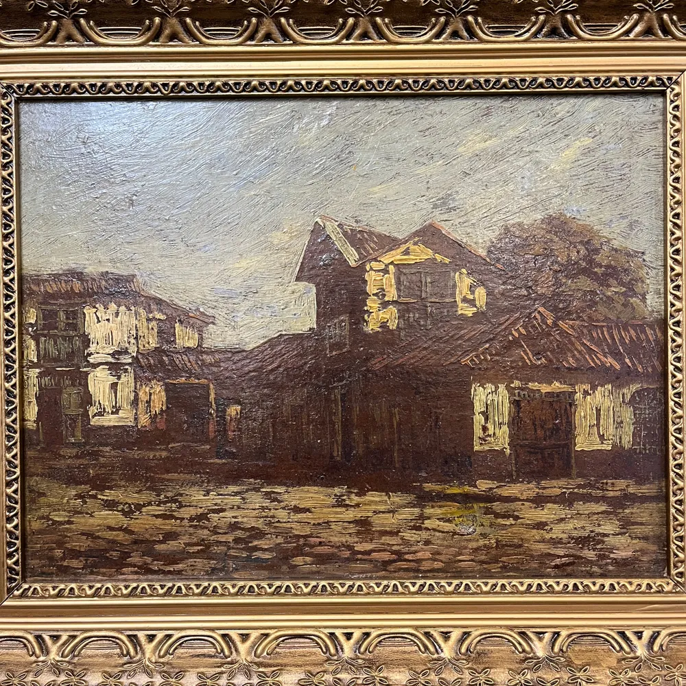 Ulises Vásquez - Óleo sobre tela ‘Casas de Campo’ Bucarest Art & Antiques