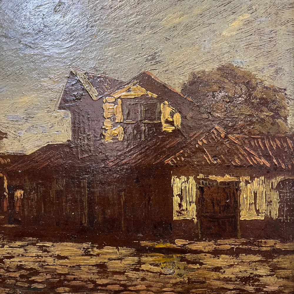 Ulises Vásquez - Óleo sobre tela ‘Casas de Campo’ Bucarest Art & Antiques