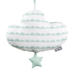 Caja de música 'Happy Cloud', ayuda para dormir, nube textil lavable, decoración para la habitación del bebé en taupe / menta