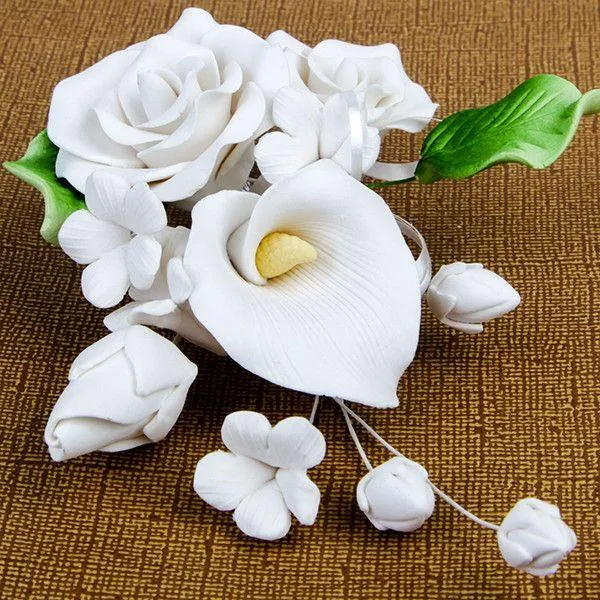 Flor decorativa lirios y rosas de pasta de goma Caljava