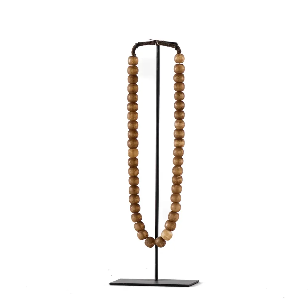 COLLAR DE CUENTAS DE VIDRIO ENVEJECIDO OPACO ARENA / 16A X 50H CM Canterano