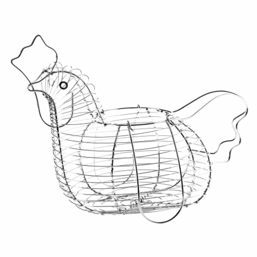 Cesta Gallina Metal Cromado 35 X 17 X 28 cm CASA SELECCIÓN