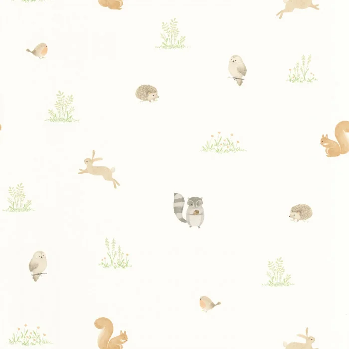 Papel pintado infantil - ANIMALITOS DEL BOSQUE VERDE ALMENDRA CASADECO
