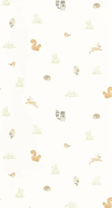 Papel pintado infantil - ANIMALITOS DEL BOSQUE VERDE ALMENDRA CASADECO
