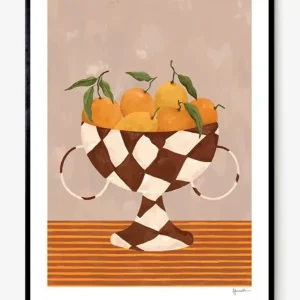 lemon & oranges checkered vase Castro Seis Curated
