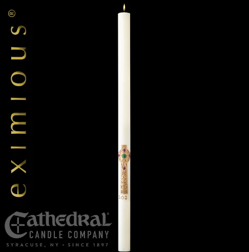Eximious® Cirio Pascual Cruz de Erin® - Cirio Catedral - 51% Cera de Abejas - 17 Tamaños Cathedral Candle Company