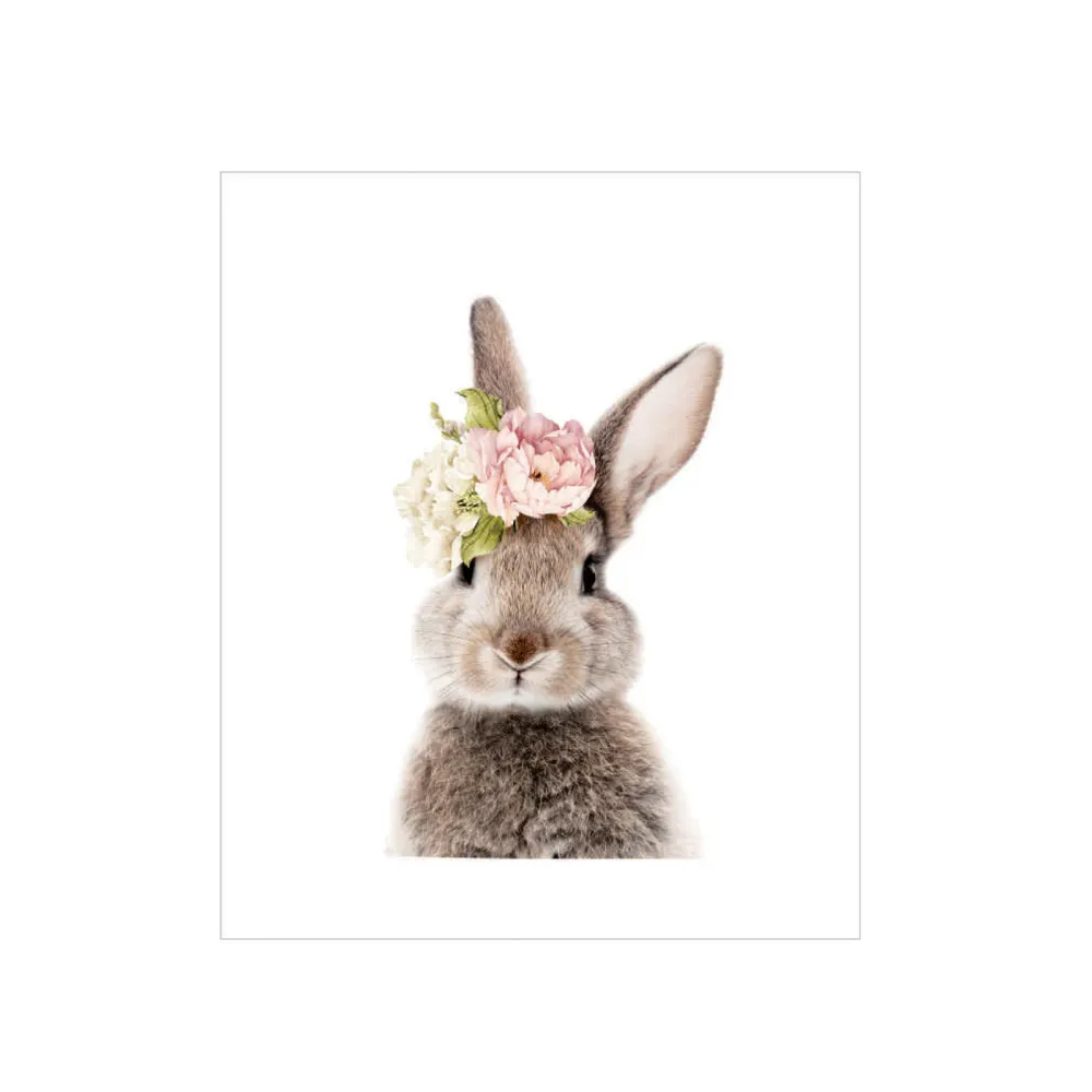 Cuadro Animal Real Cara Conejo Flor - 30x40 CHATEAU BLANC