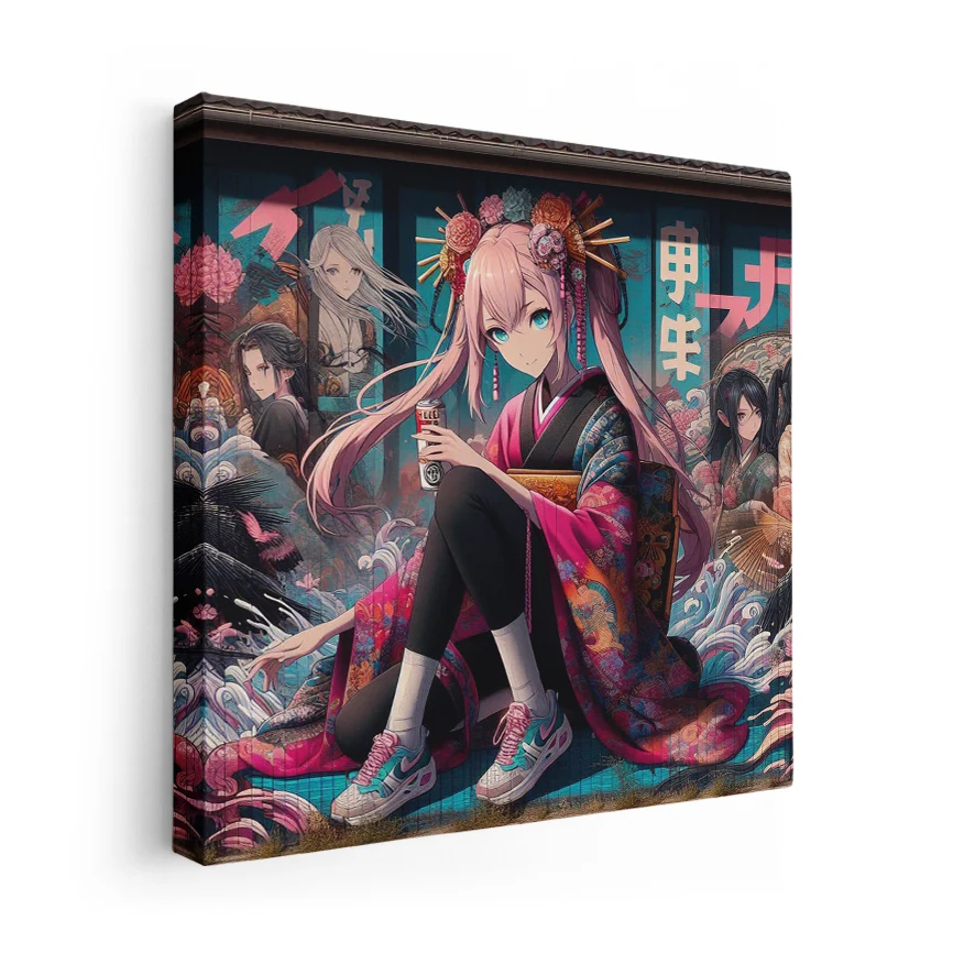 Chica Kimono Cuarto Agua Poster