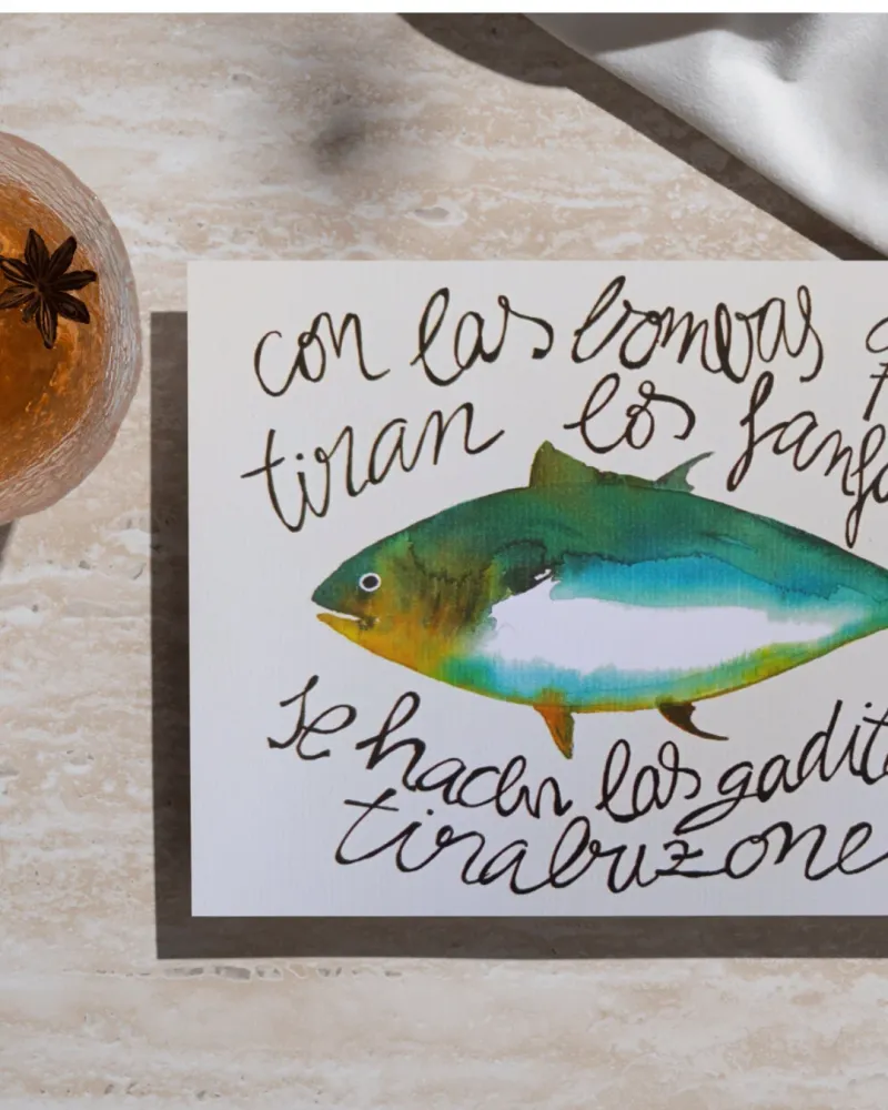 Lámina Atún Con las bombas que tiran los fanfarrones se hacen las gaditanas tirabuzones Chio Artesana