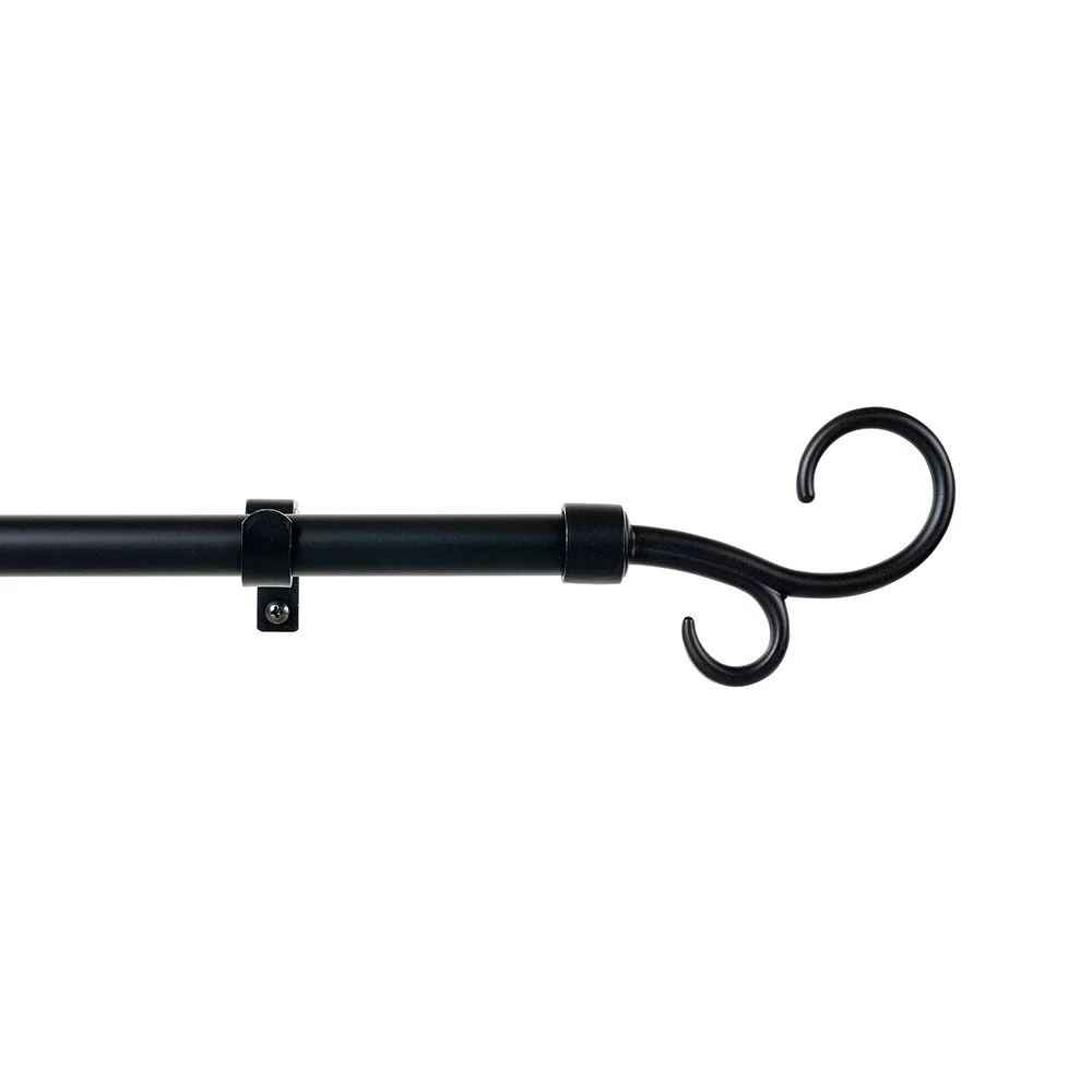 KIT BARRA CORTINA BÁCULO NEGRO EXTENSIBLE DE 160 - 300 cm CINTACOR