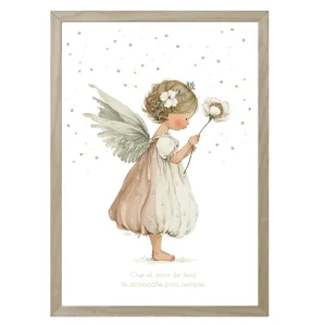 CUADRO ANGELITA CON UNA FLOR 15x20 cm / 20x30 cm CLAUDIA BRANDES