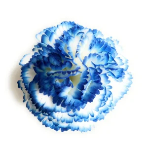 Clavel Flamenco Flor Pelo Ø9cm · Blanco Azul (última unidad!)