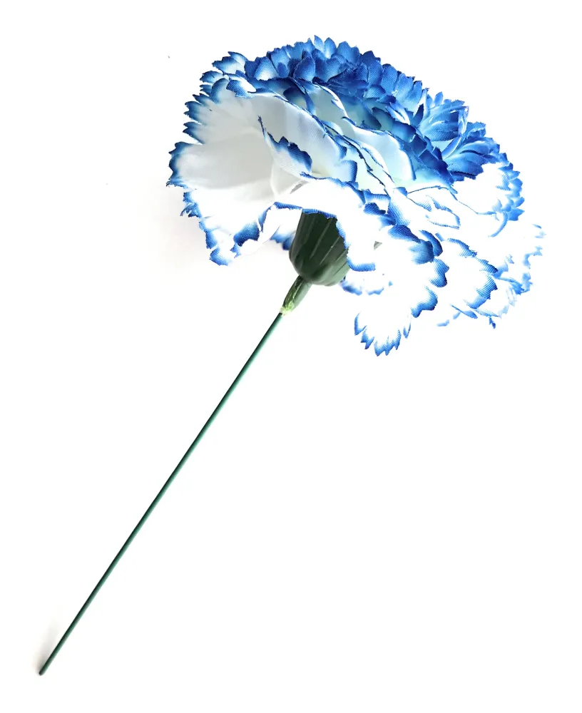 Clavel Flamenco Flor Pelo Ø9cm · Blanco Azul (última unidad!)