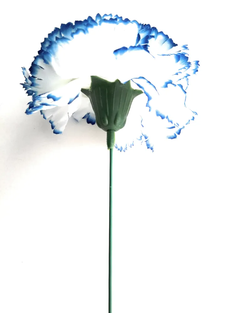 Clavel Flamenco Flor Pelo Ø9cm · Blanco Azul (última unidad!)