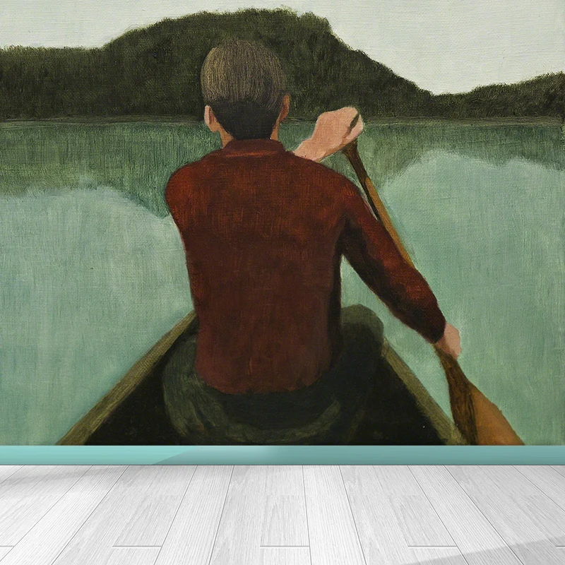 Adhesivo mural con vista la naturaleza de estética moderna, decoración de pared verde prueba de manchas para dormitorio Ve...