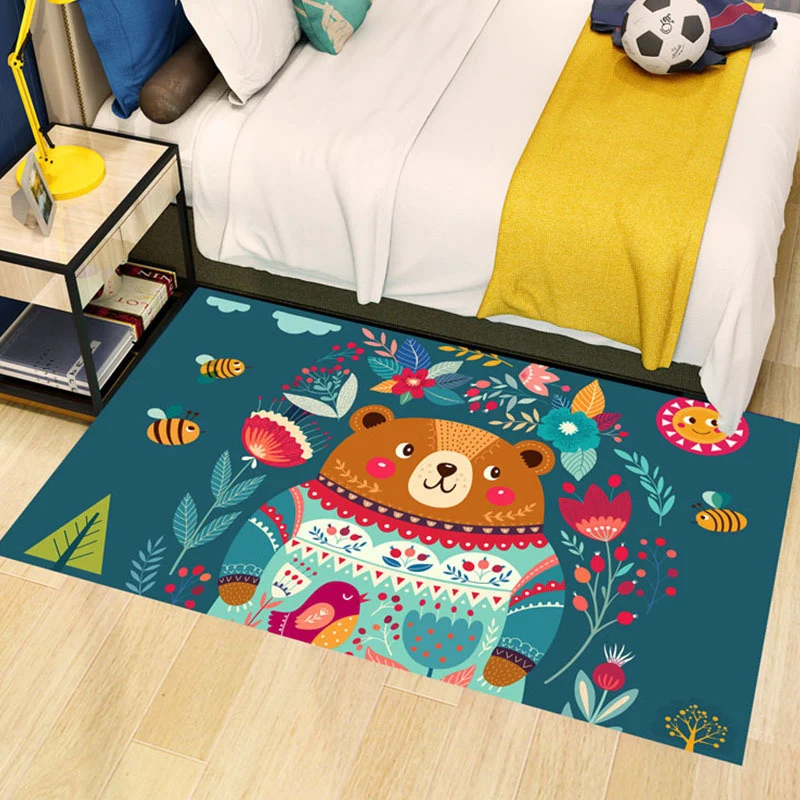 Adorable alfombra Multicolor para niños, alfombra de polipropileno con dibujos animados, alfombra antideslizante resistent...