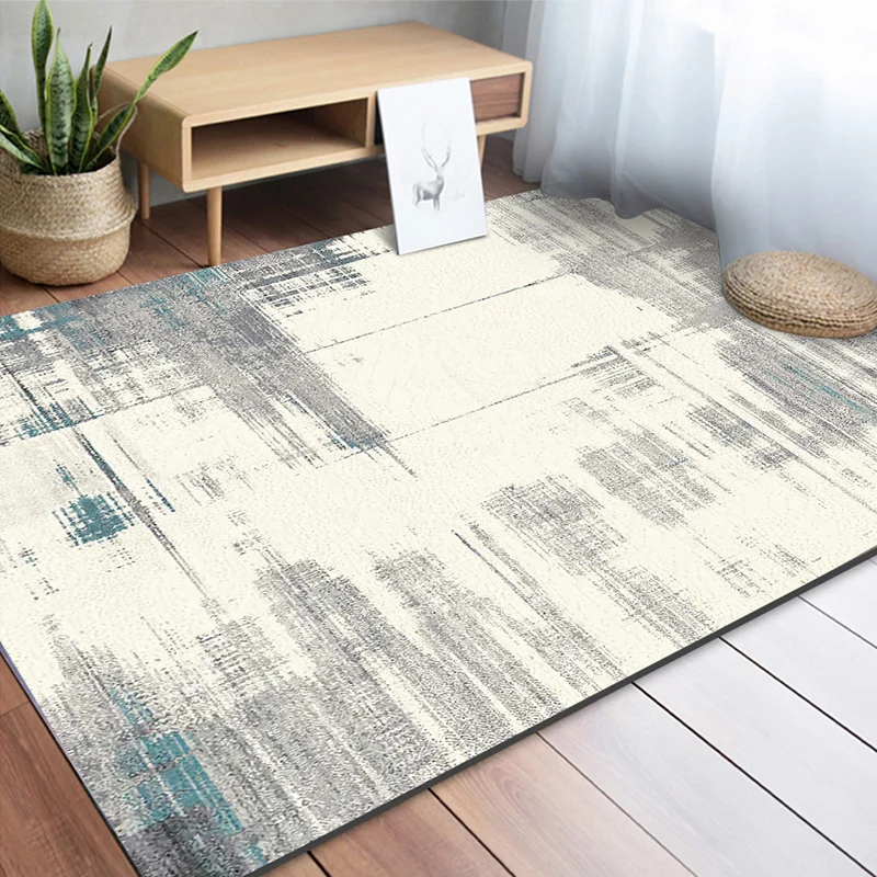 Alfombra abstracta industrial de poliéster amarillo claro, lavable máquina, antideslizante, para dormitorio Amarillo Clear...