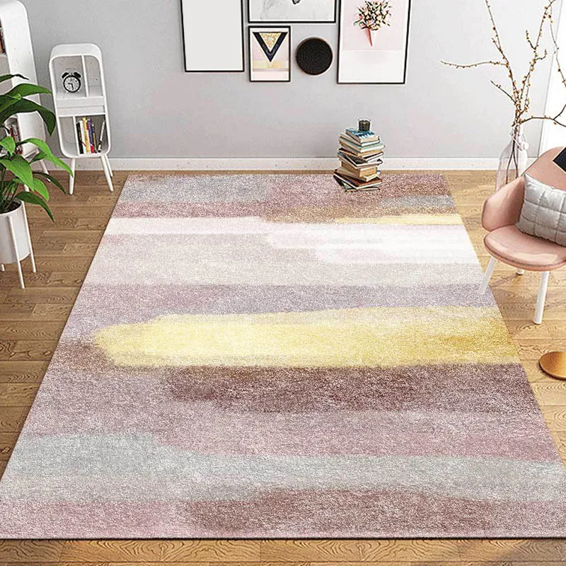 Alfombra abstracta minimalista, alfombra de poliéster rosa, alfombra lavable antideslizante que admite mascotas para decor...