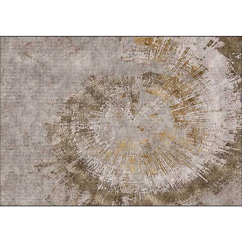 Alfombra abstracta única, alfombra industrial marrón, poliéster, lavable, antideslizante, para sala de estar Marron Clearhalo