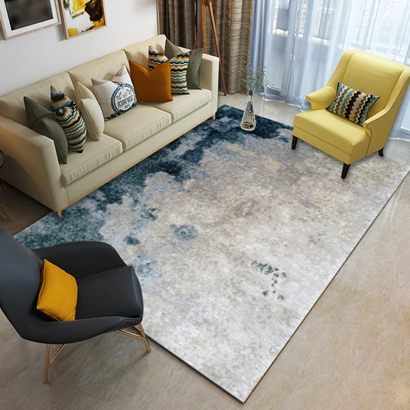 Alfombra abstracta única, alfombra sencilla gris, alfombra lavable de poliéster para dormitorio Gris Clearhalo