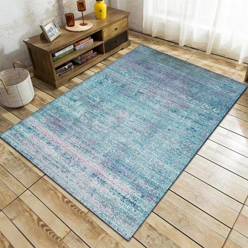 Alfombra abstracta simple Alfombra moderna azul Poliéster Lavable Alfombra antideslizante que admite mascotas para sala de...