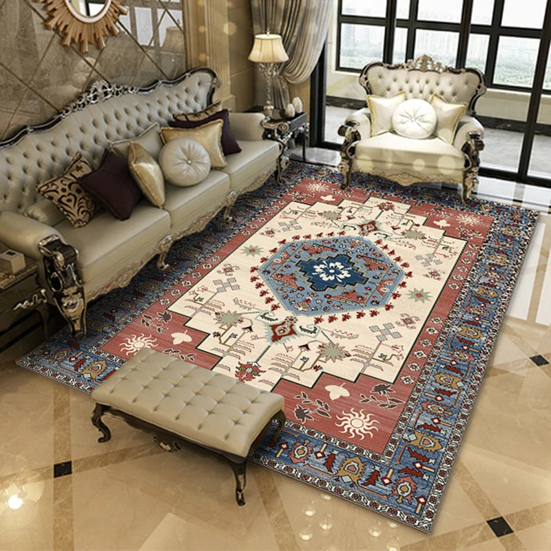 Alfombra Americana Southwestern en gris y blanco, alfombra con estampado Floral geométrico, alfombra antideslizante de pol...