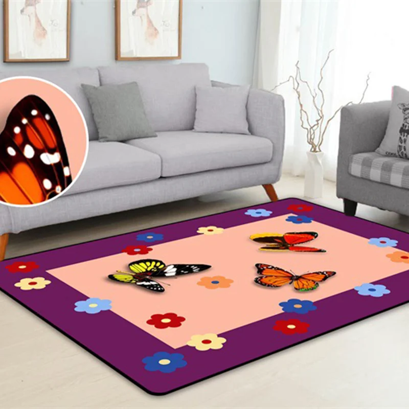 Alfombra artística Kawaii para niños, alfombra con estampado de animales multicolor, alfombra antideslizante resistente la...