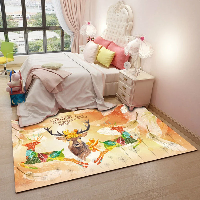 Alfombra bonita para habitación de niños, alfombra con estampado de animales multicolor, respaldo sintético antideslizante...