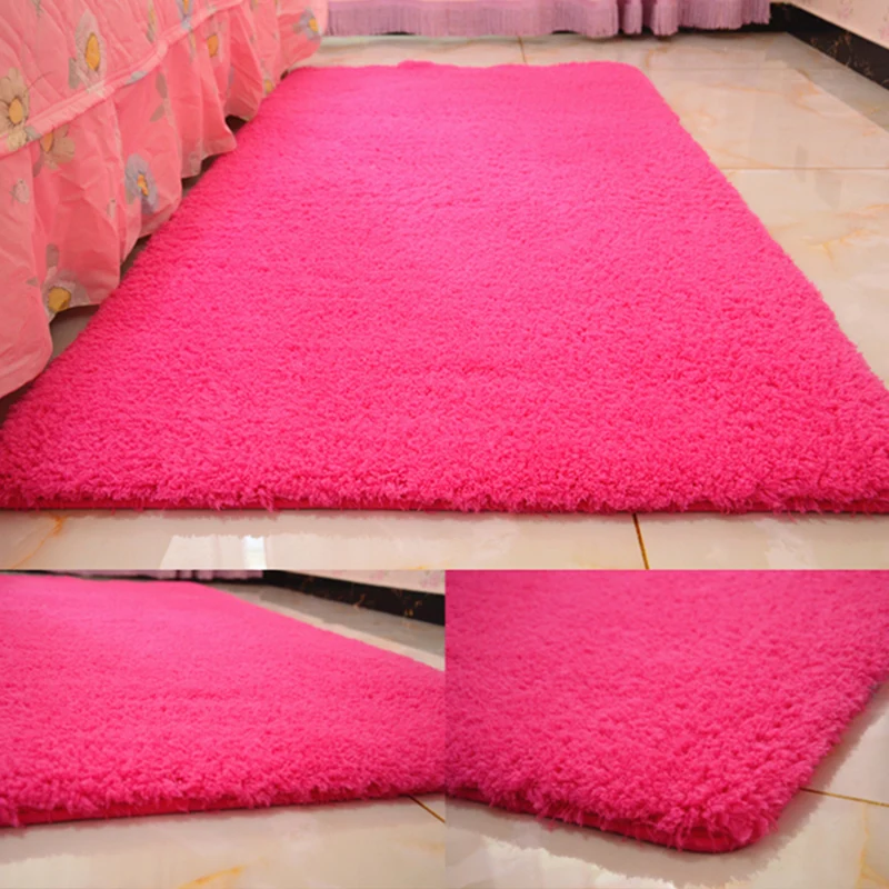 Alfombra casual Alfombra acrílica de color sólido Alfombra interior de fácil cuidado para dormitorio Blanco Clearhalo