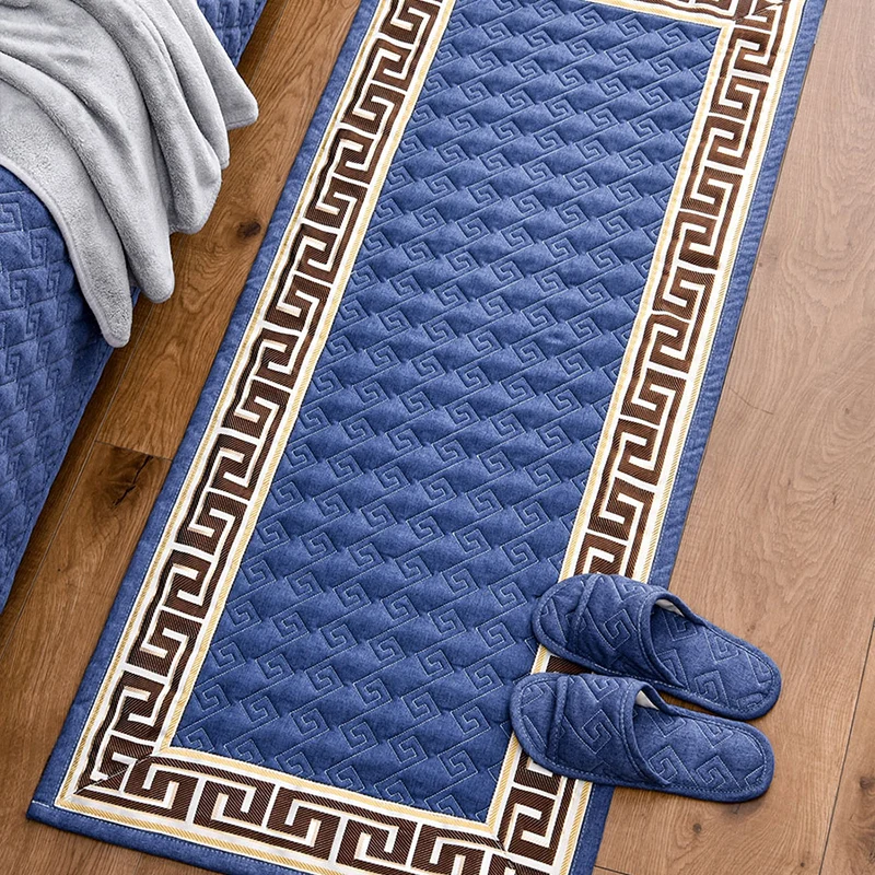 Alfombra china para decoración del hogar, alfombra con estampado geométrico multicolor, mezcla de algodón, respaldo antide...