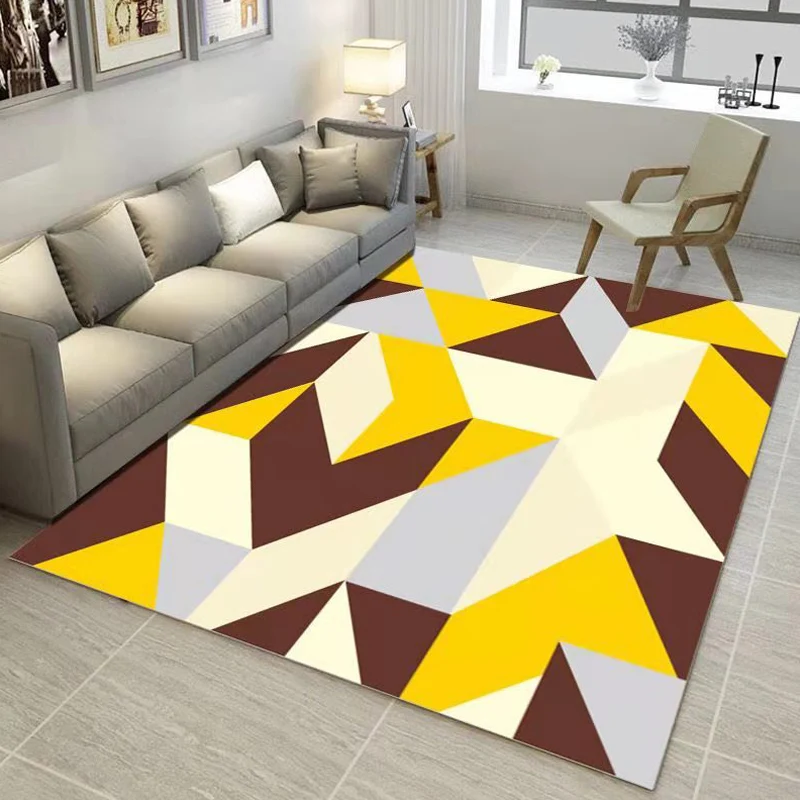 Alfombra clásica con estampado geométrico, alfombra de poliéster multicolor con respaldo antideslizante, alfombra lavable...