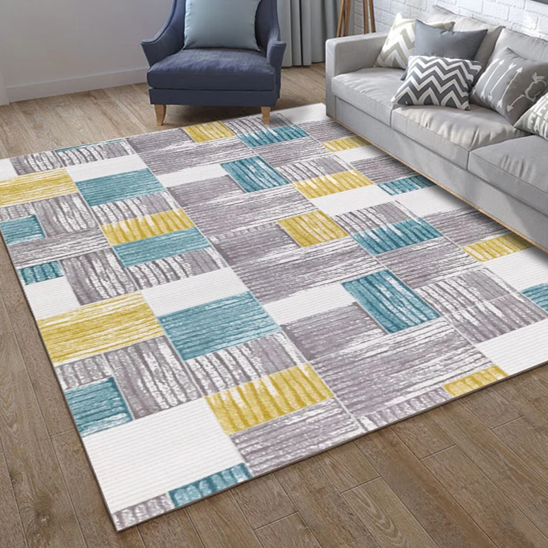 Alfombra clásica con estampado geométrico, alfombra de poliéster multicolor con respaldo antideslizante, alfombra lavable...