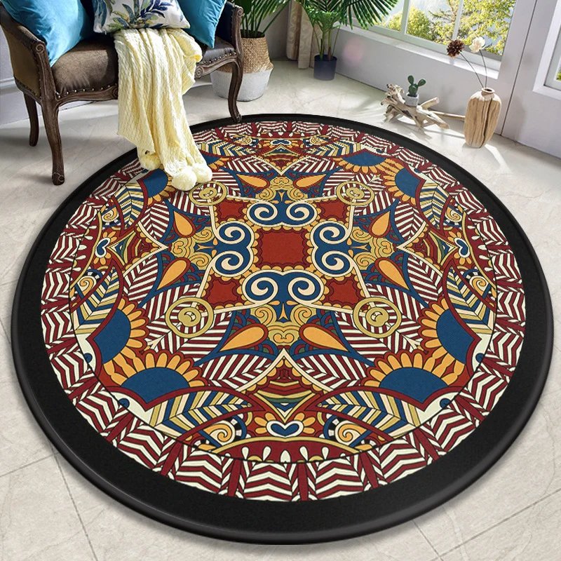 Alfombra colorida de Mandala, alfombra turca de poliéster para interiores, respaldo antideslizante, lavable máquina, alfom...