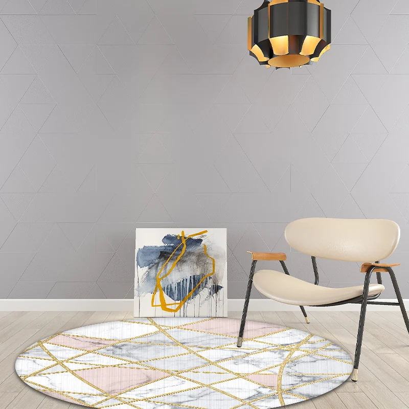 Alfombra con diseño geométrico elegante, alfombra nórdica blanca y rosa, alfombra lavable de poliéster con respaldo antide...