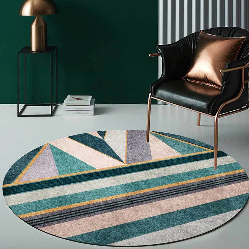 Alfombra con diseño geométrico elegante, alfombra nórdica verde, alfombra de poliéster lavable con respaldo antideslizante...