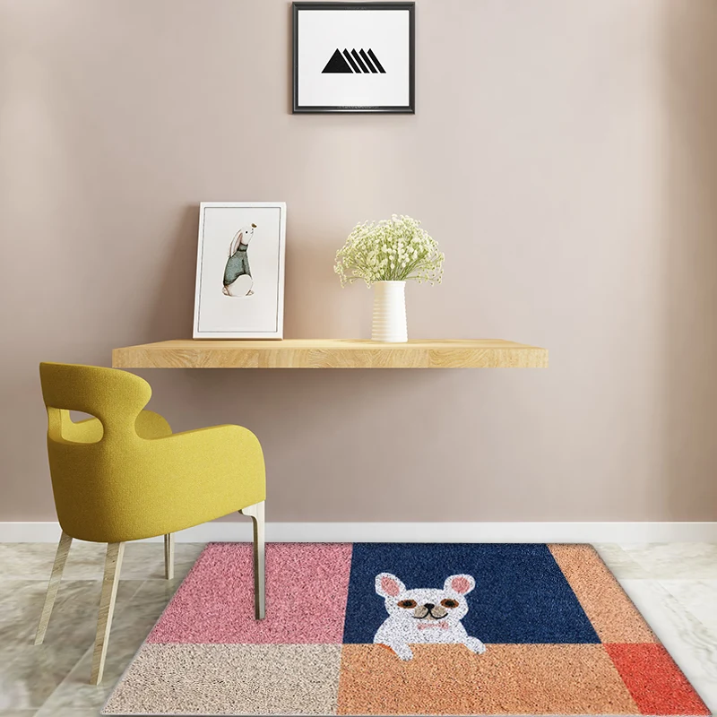 Alfombra con diseño de perro para niños, alfombra de vinilo multicolor, lavable, antideslizante, para decoración del hogar...