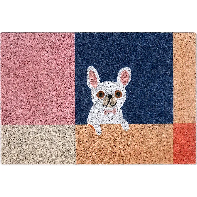 Alfombra con diseño de perro para niños, alfombra de vinilo multicolor, lavable, antideslizante, para decoración del hogar...